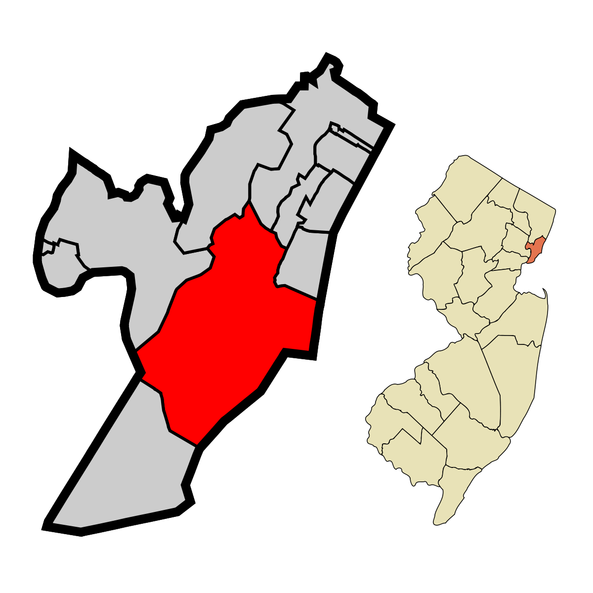 1200px Hudson County New Jersey Incorporated and Unincorporated areas Jersey City Highlightedg