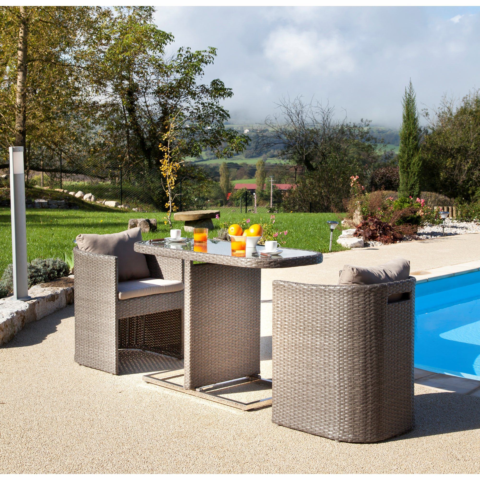 Alinea Canape 2 Places Frais Petite Table Pour Balcon Avec Fauteuils Arrondis Gris Bari