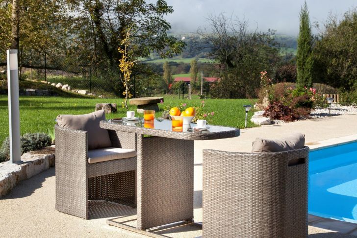 Alinea Mobilier Jardin Nouveau Petite Table Pour Balcon Avec Fauteuils Arrondis Gris Bari