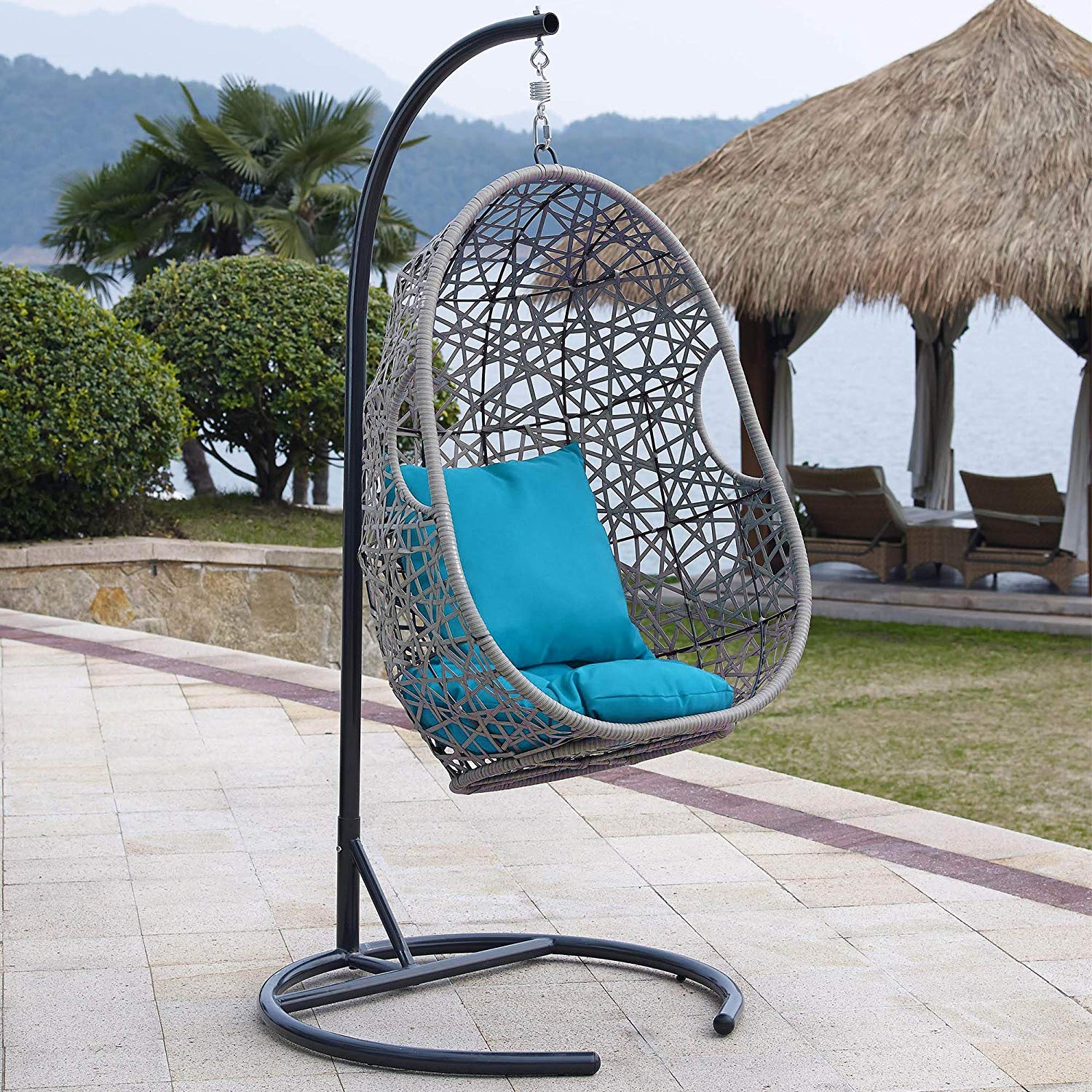 Amazon Salon De Jardin Resine Nouveau Decoinparis Fauteuil Suspendu Åuf En Résine Tressée Gris Moorea Rouge