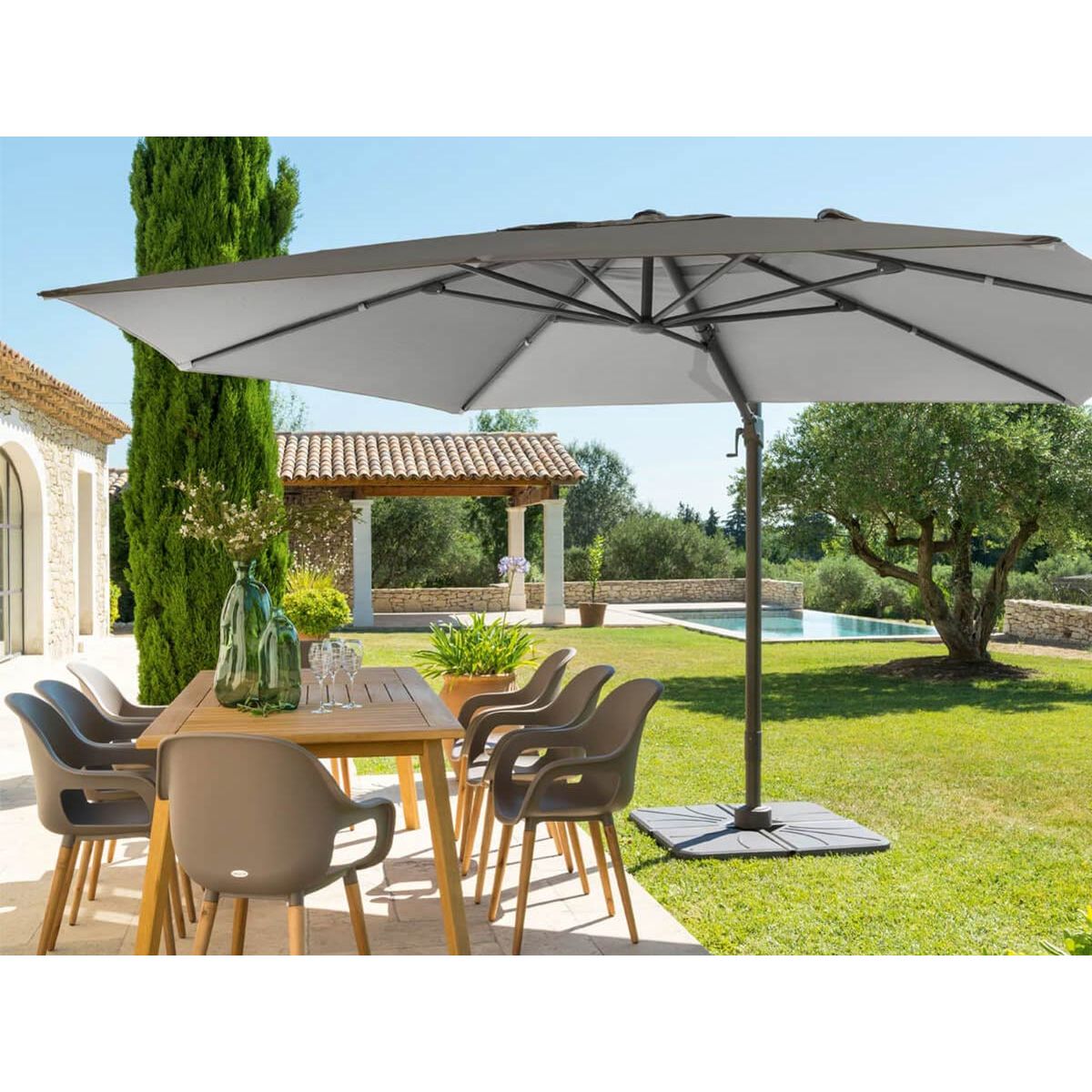 Ameublement Jardin Best Of 3 X 4 M Taupe Parasol Jardin Déporté Led Alu Sun 4 Rectangle