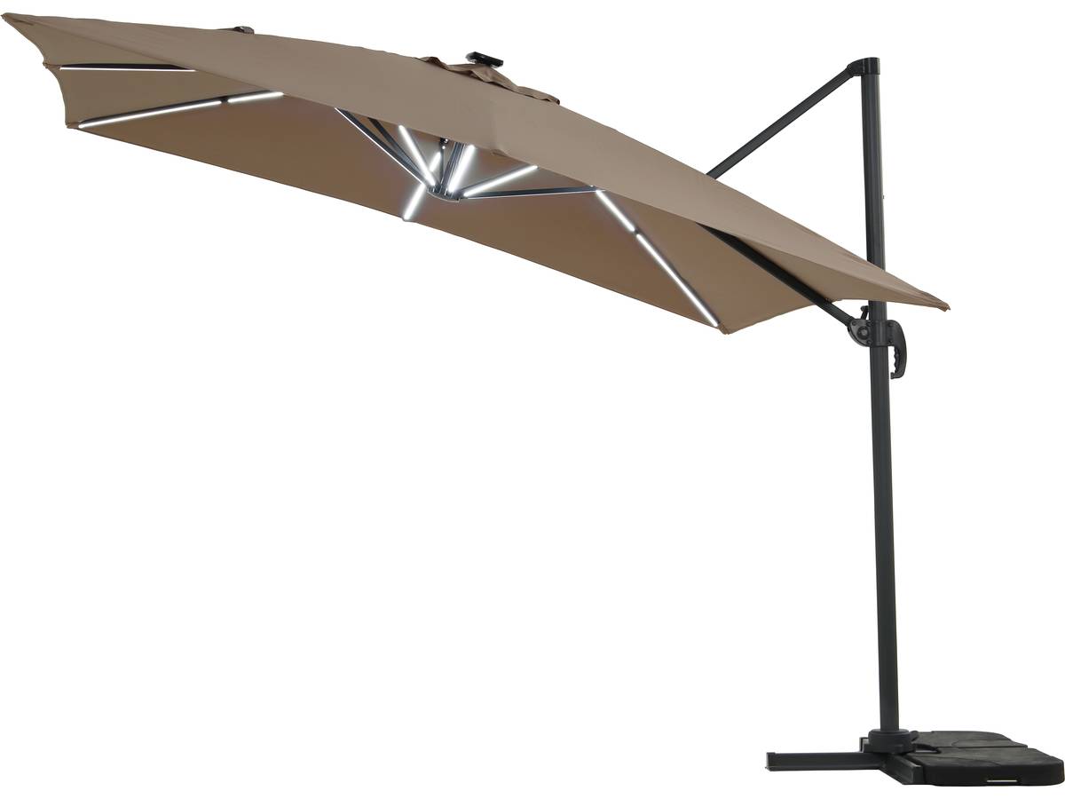 Ameublement Jardin Nouveau 3 X 4 M Taupe Parasol Jardin Déporté Led Alu Sun 4 Rectangle