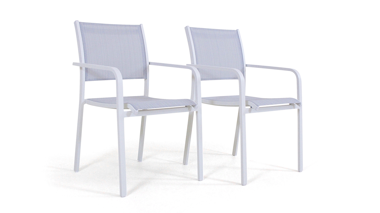 Assise Salon De Jardin Beau Chaise En Alu Tex B 2 Pi¨ces Blanc