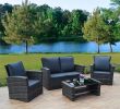 Auchan Table Jardin Unique 4 Piece Algarve Rattan sofa Set In Dark Mixed Grey with Dark