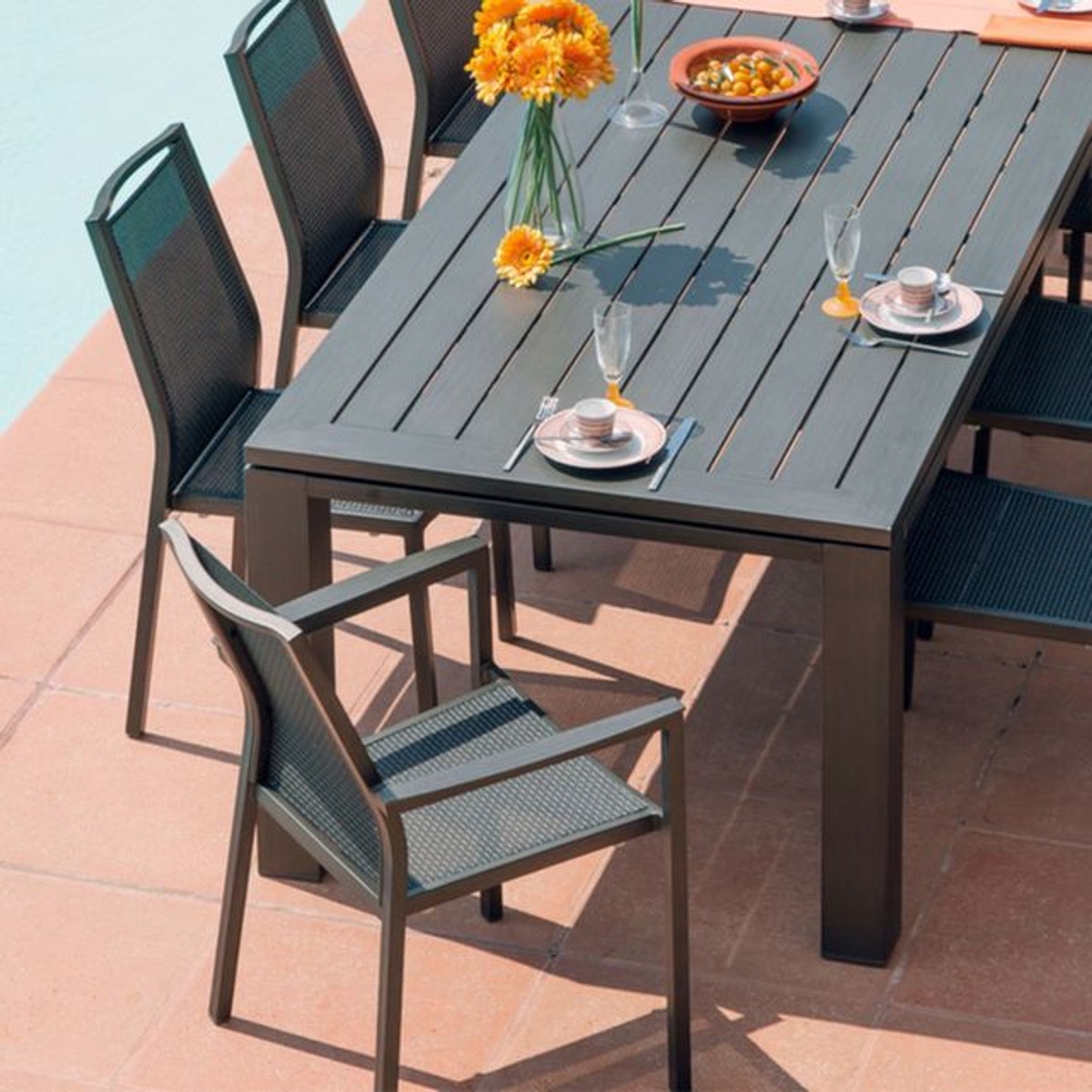 Banc De Jardin En Aluminium Élégant Fauteuils En Aluminium Brossé Ida Lot De 2 En 2019