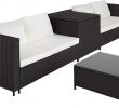 Banquette De Jardin En Resine Tressee Nouveau Tectake Salon De Jardin 4 Personnes En Résine Tressée 2 Canapés Modulables Coffre De Rangement Et Table Basse En Verre Inclus – Plusieurs