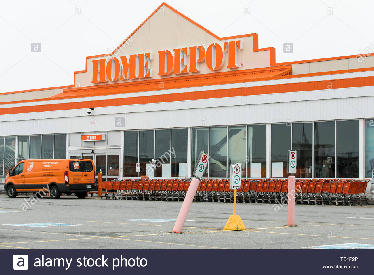 a logo sign outside of a home depot retail store location in vaudreuil dorion quebec canada on april 21 2019 TB4P2P