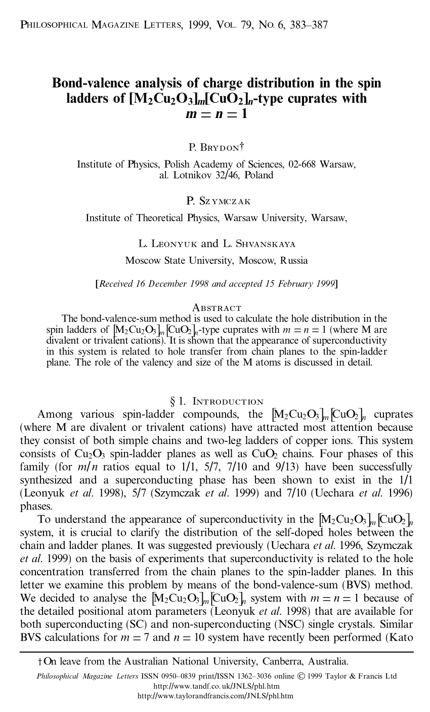 But Portes Les Valence Beau Pdf Bond Valence Analysis Of Charge Distribution In the