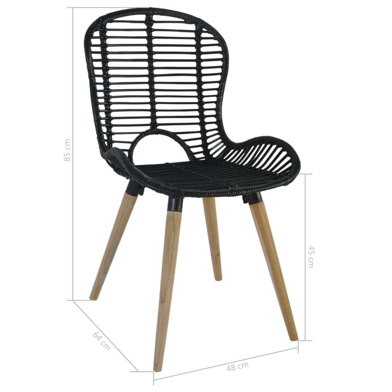 vidaxl chaises a diner dexterieur 6 pcs rotin 48 x 64 x 85 cm noir 8 v1