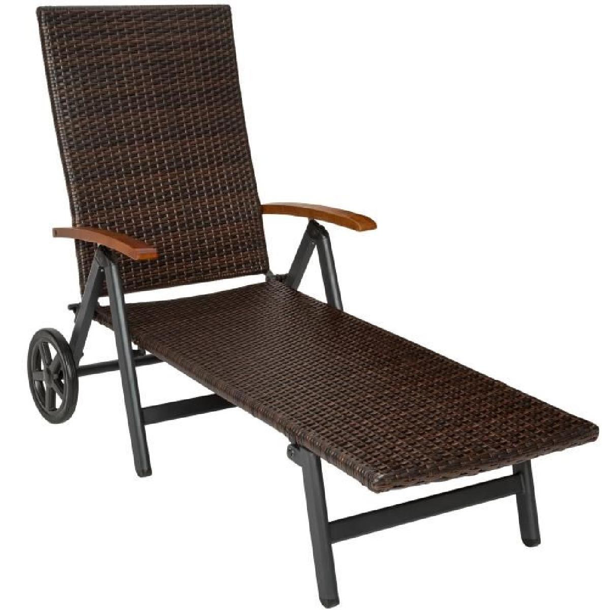 chaise longue bain de soleil transat de jardin pliante r glable en aluminium et r sine tress e
