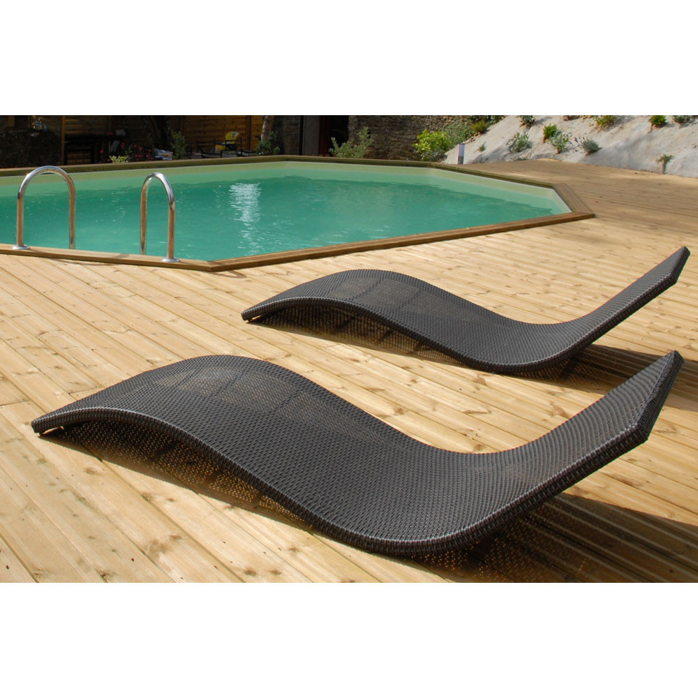 chaise longue bain de soleil aluminium en r sine tress e