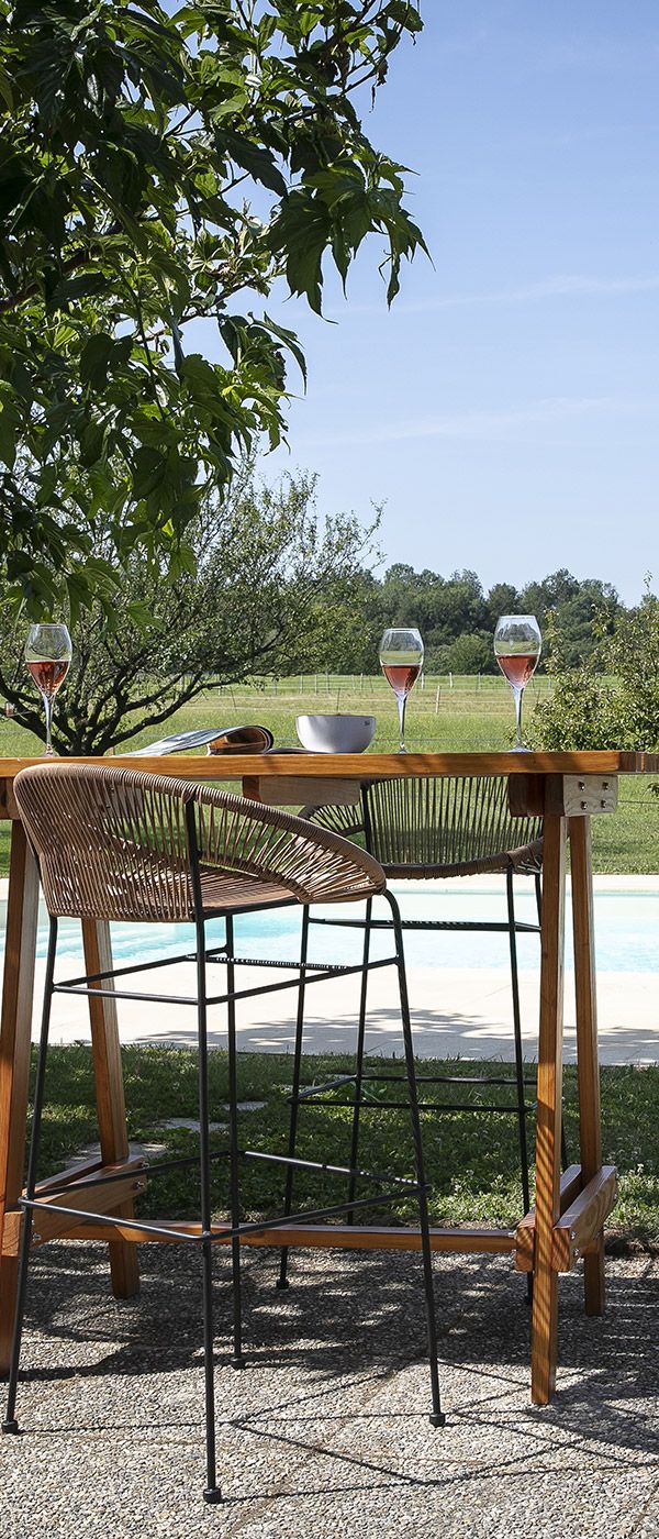 Coin Detente Jardin Luxe Table De Bar En Pin Et Teck Bellini En 2019