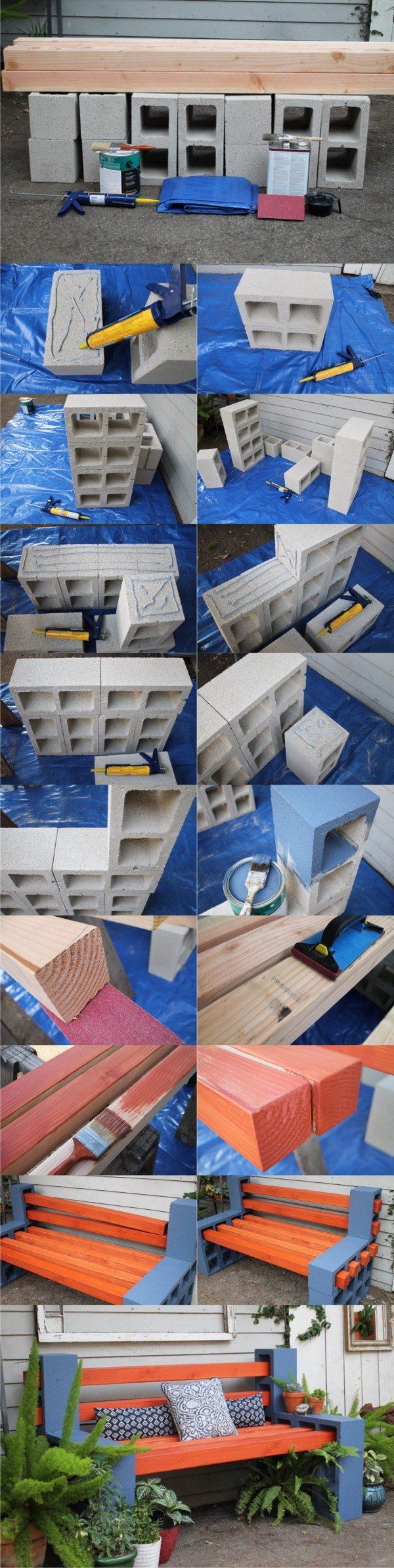 Fabriquer Salon De Jardin Charmant Diy Outdoor Bench From Concrete Blocks & Wooden Slats