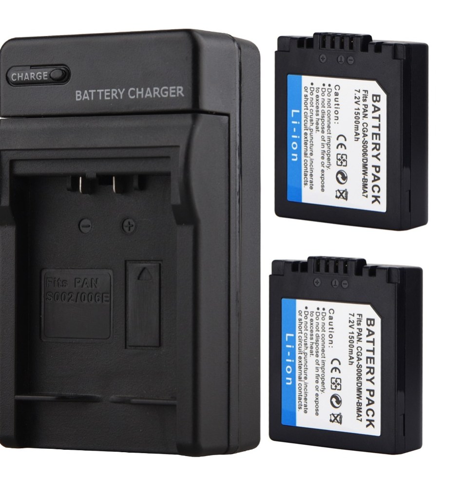 2x 1500mAh CGA S006 Li ion Battery CGR S006E Camera Battery For Panasonic font b Lumix