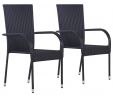 Marque Salon De Jardin Inspirant Vidaxl Vidaxl Chaises Empilables D Extérieur 2 Pcs Résine Tressée Noir