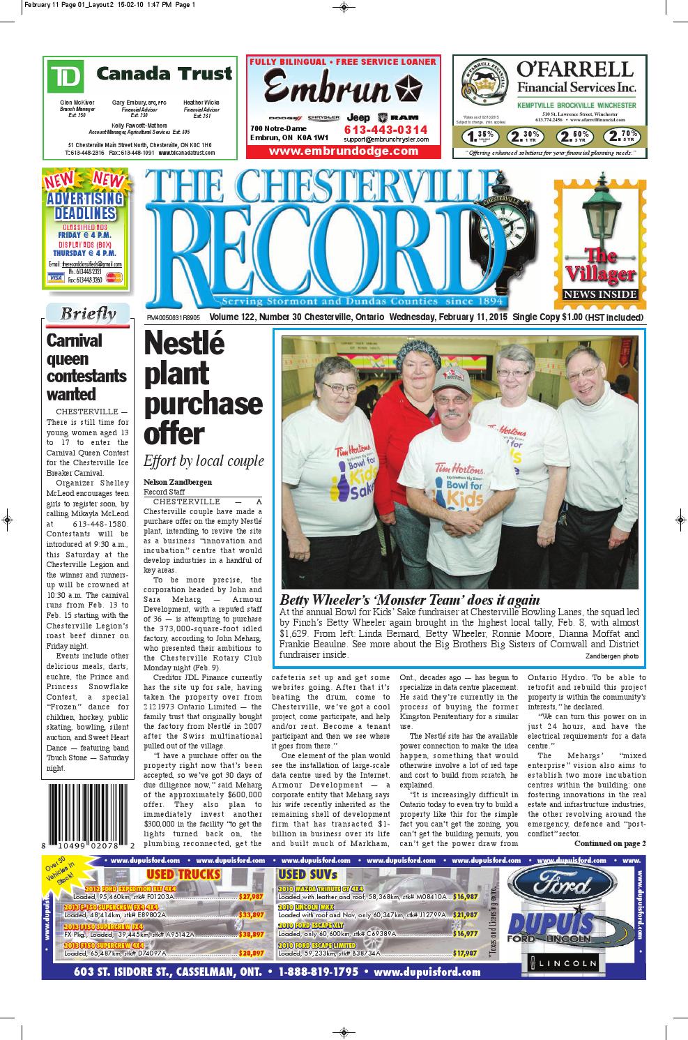 Menu De Noel Leclerc Génial the Chesterville Record February 11 2015 by Robin Morris