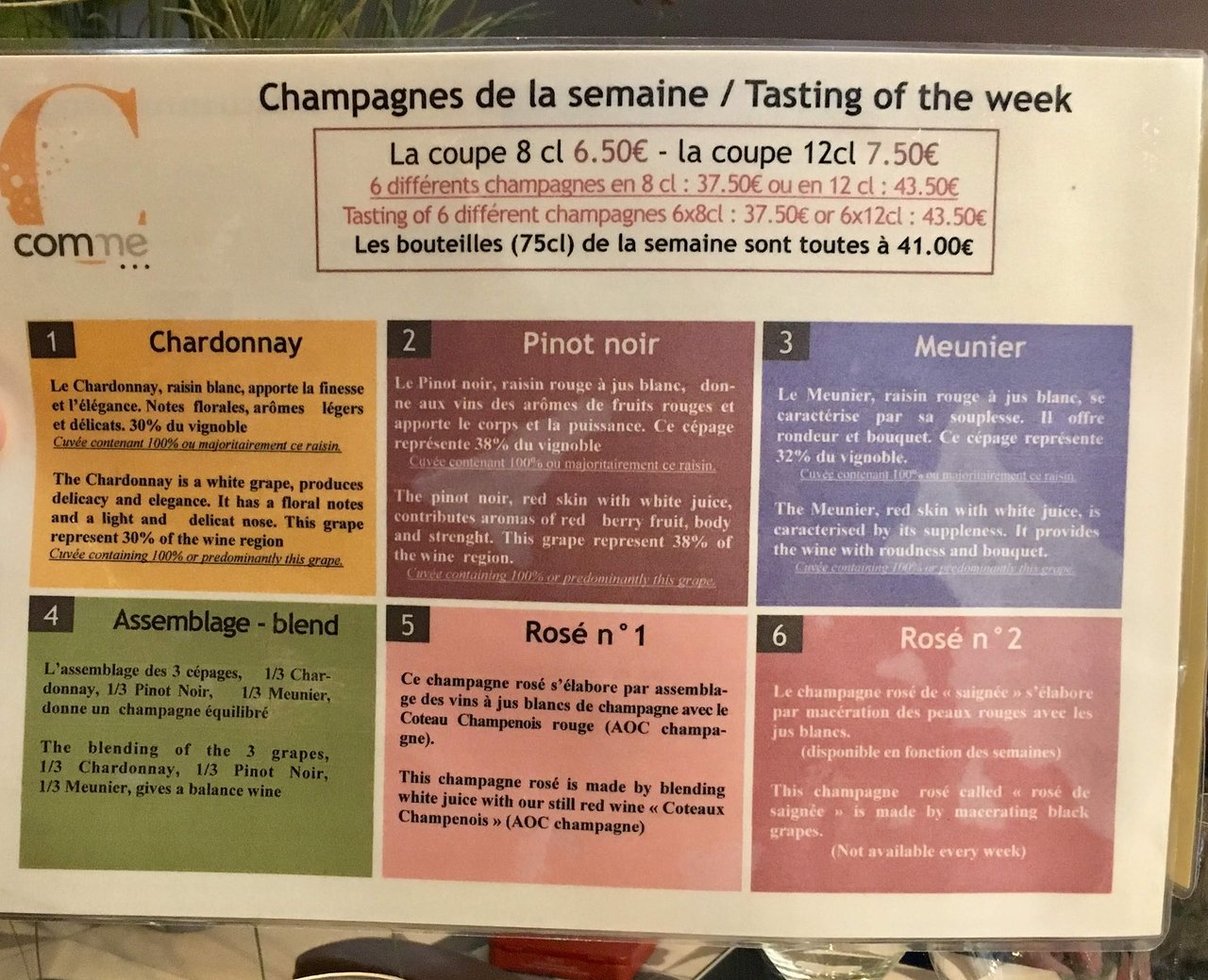 Menu Leclerc Beau C Me Champagne Epernay 2019 All You Need to Know