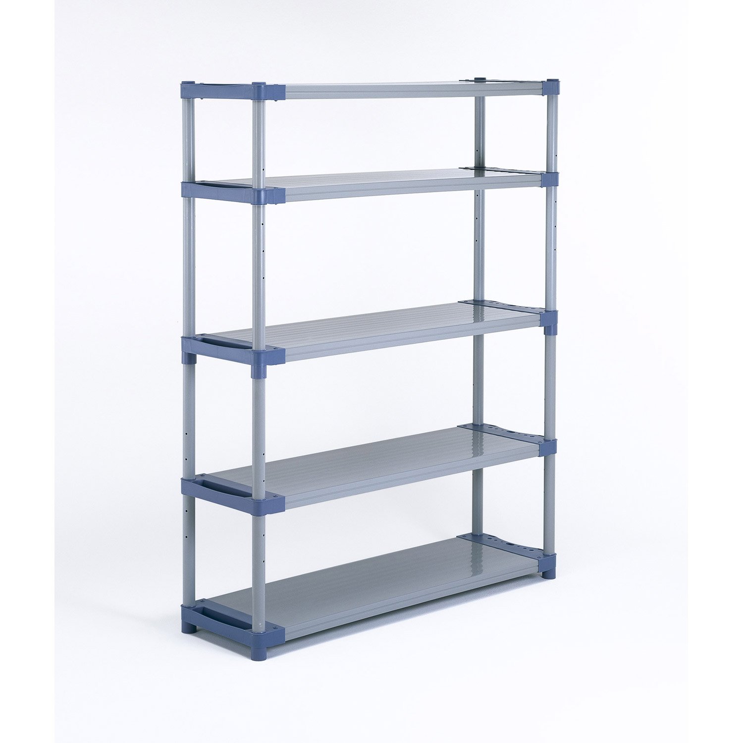 etagere resine grosfillex 5 tablettes gris bleu l140xh175xp40 cm