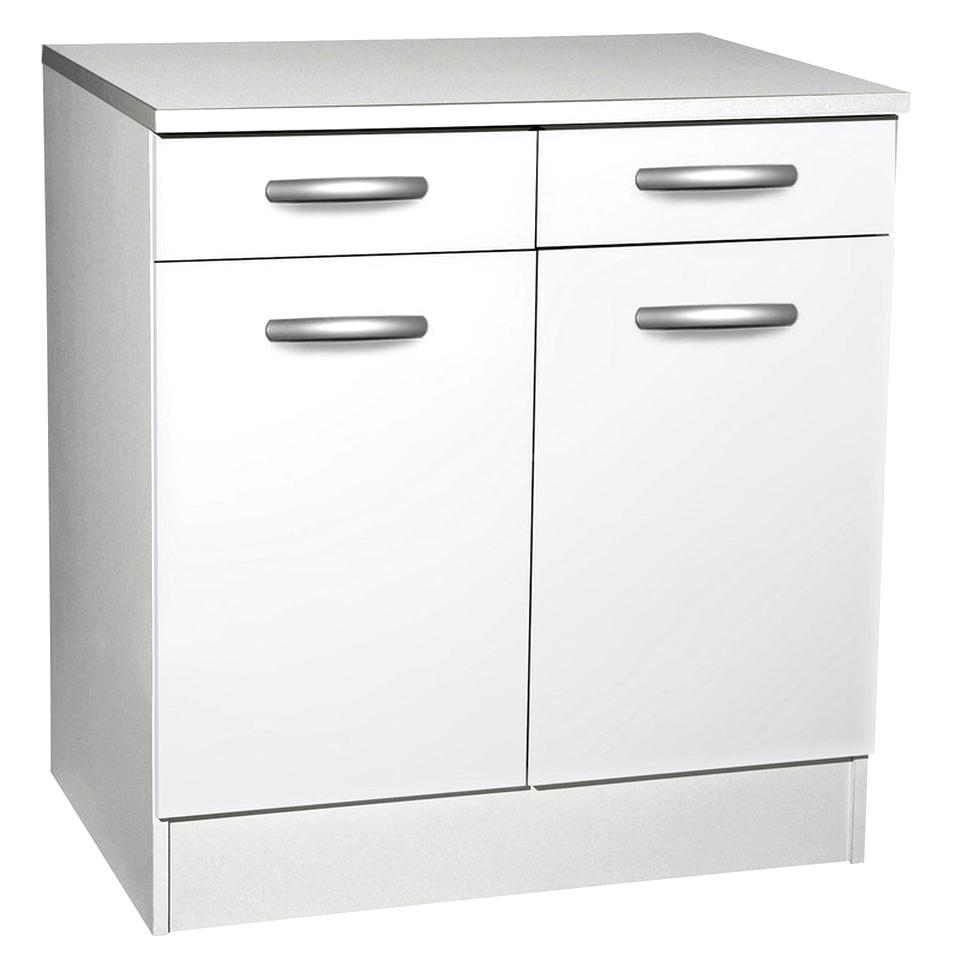 meuble de cuisine bas 2 portes 2 tiroirs blanc h86x l80x p60cm