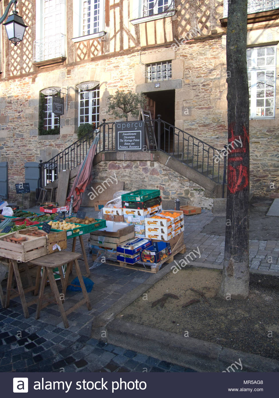 rennes france general view gv stalls and produce on display at the saturday morning market brittany location march des lices halles centrales old town quarter saturday peter spurrier MR5AG8