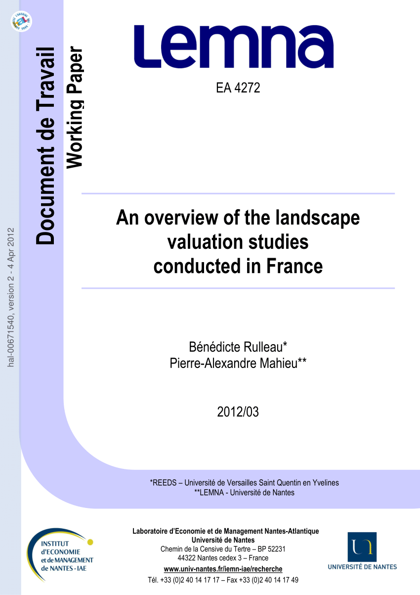 Mobilier De France Rennes Nouveau Pdf An Overview Of the Landscape Valuation Stu S