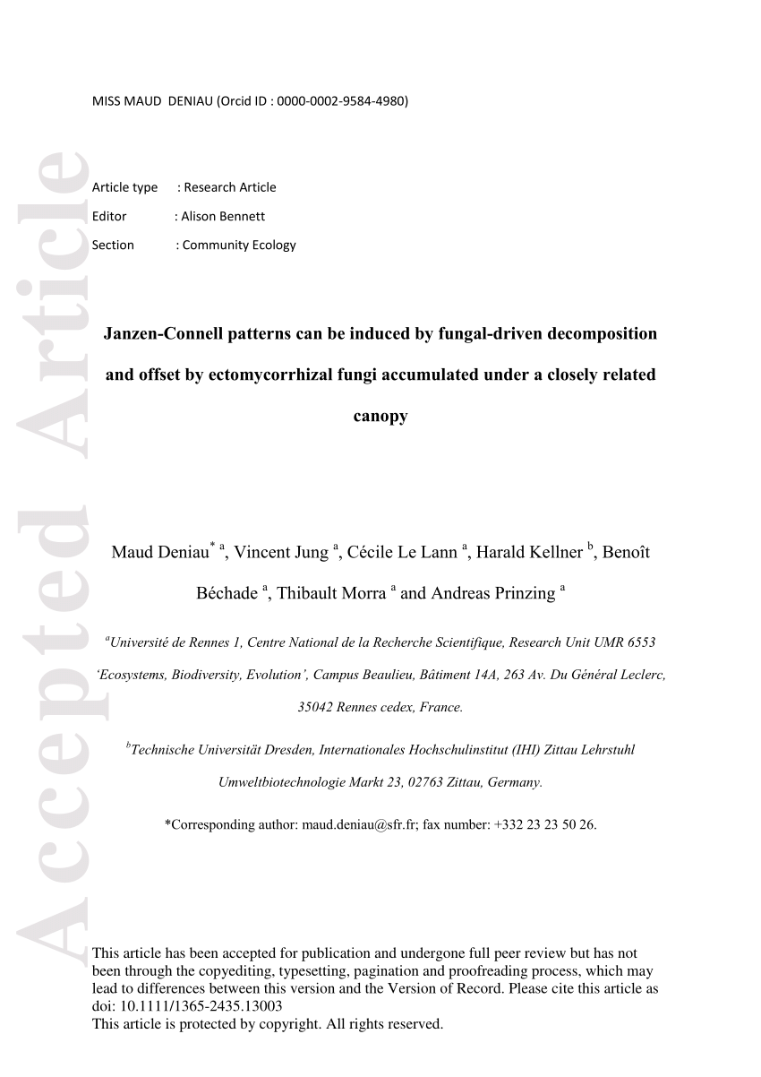 Numero Leclerc Inspirant Pdf Janzen‐connell Patterns Can Be Induced by Fungal‐driven