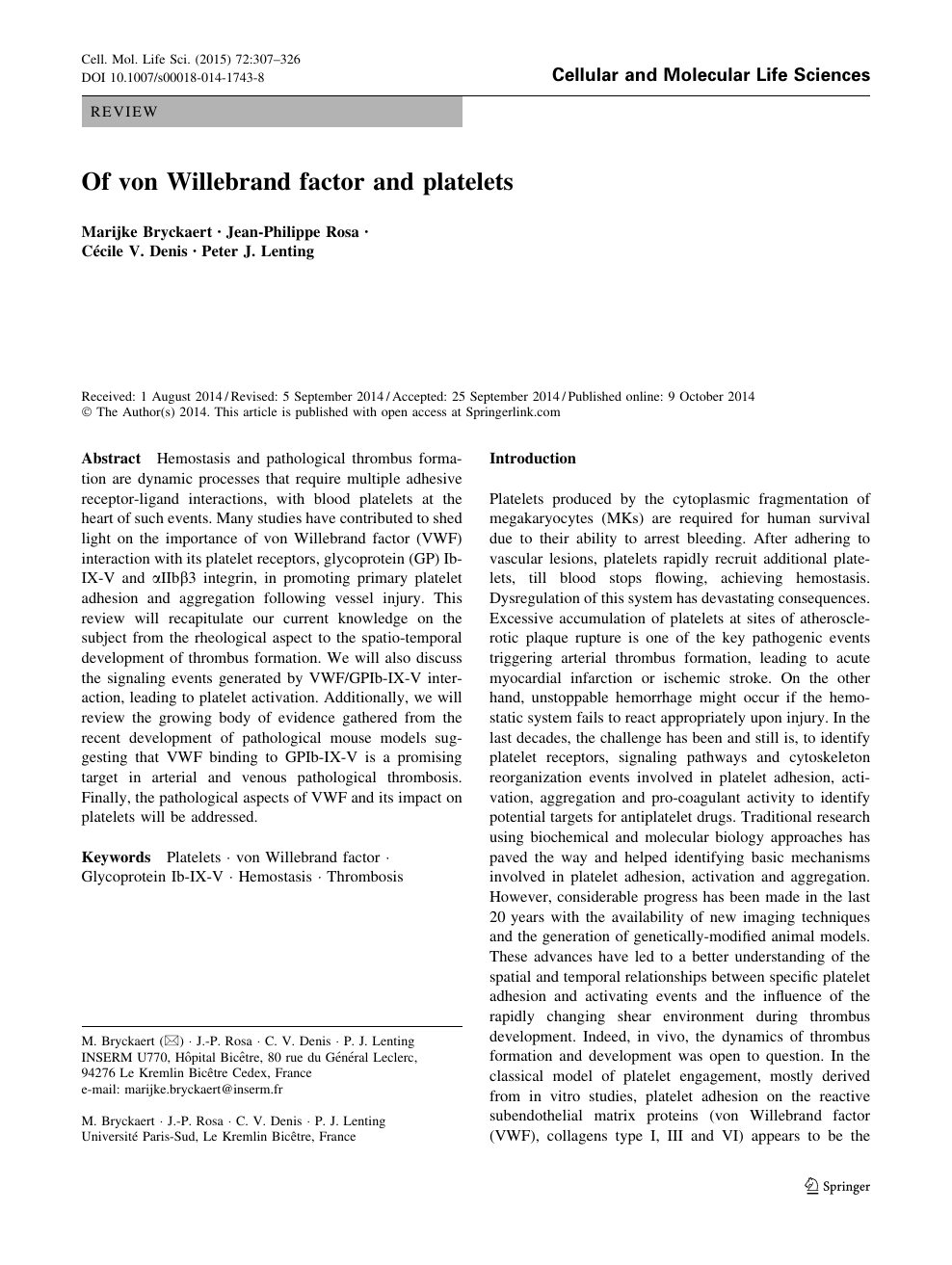 Numero Leclerc Nouveau Von Willebrand Factor and Platelets – topic Of Research