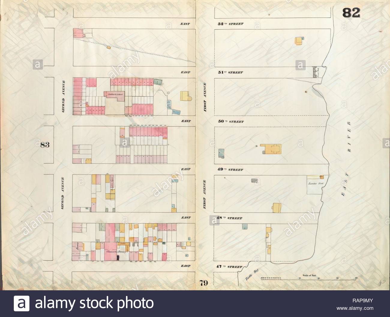 plate 82 map bounded by east 52nd street east river east 47th street second avenue 1857 1862 perris and browne reimagined RAP9MY