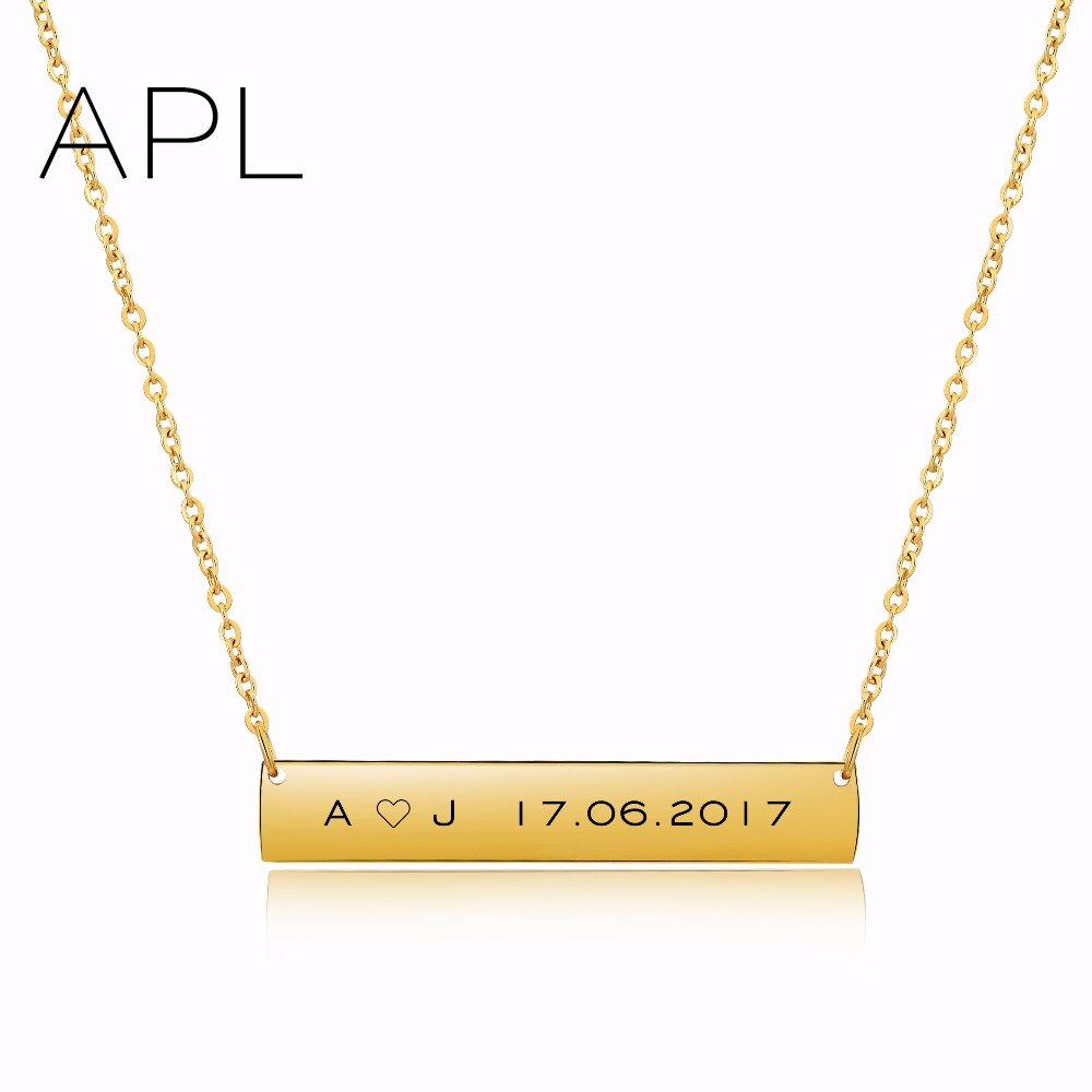 Personnaliser Nom Collier Bar Pendentif Collier Peut Graver Mot Lettres Mode Monogramme Collier En Argent