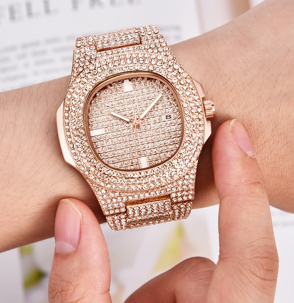 Mens font b Watches b font Fashion Luxury Diamond Brand Date Quartz font b Watch b