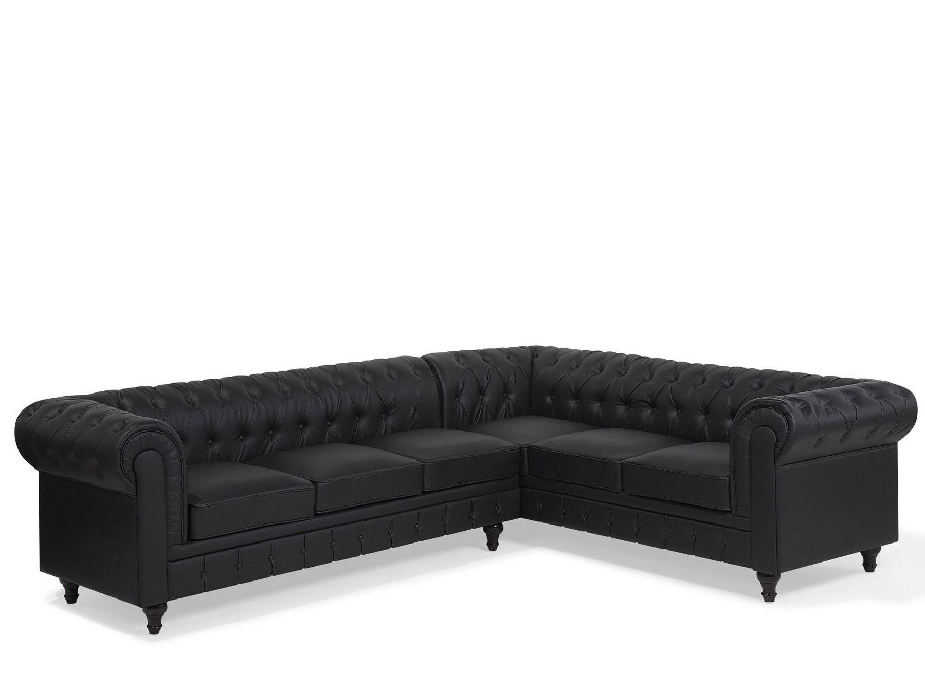 Salon De Jardin Arrondi Unique Canapé Angle   Gauche En Simili Cuir Noir Chesterfield