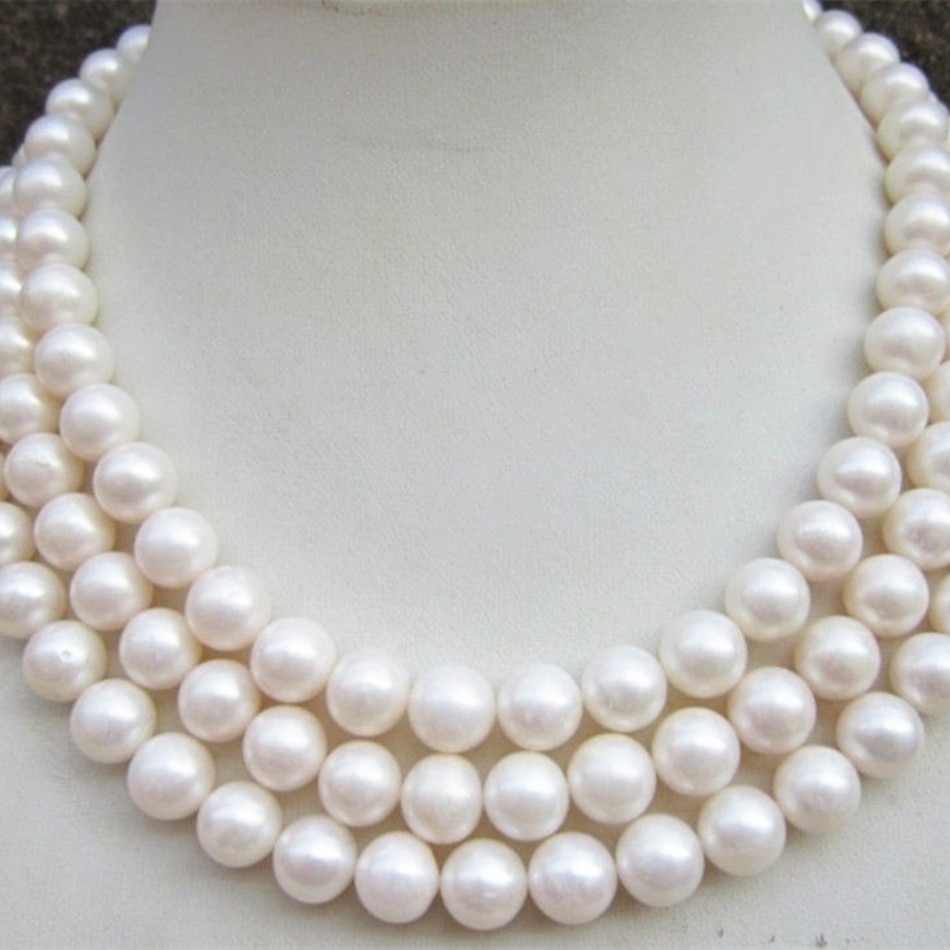 Livraison gratuite mode 9 10mm natuiral blanc de culture d eau douce perle préfet perles ronde