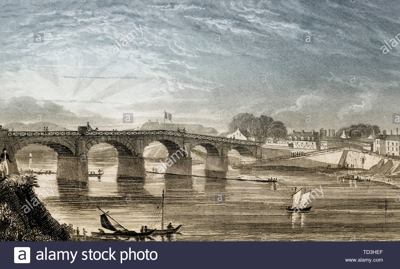 le pont de choisy choisy le roi france antique steel engraved print 1831 TD3HEF