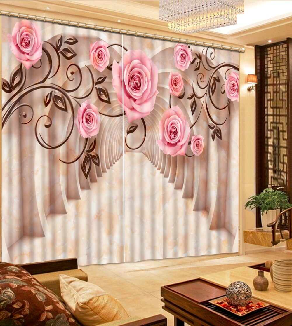 Personnaliser 3d rideaux pour salon fleur marbre 3d st r oscopique motif rideaux occultants