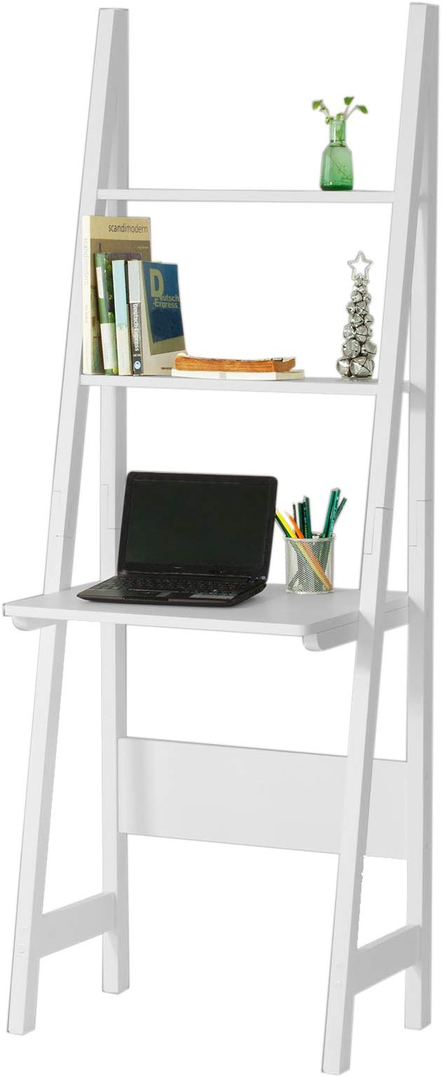 Salon De Jardin En Osier Inspirant sobuy Frg60 W Bureau Table Biblioth¨que étag¨re Style échelle De 2 Tablettes Et 1 Plan De Travail Blanc