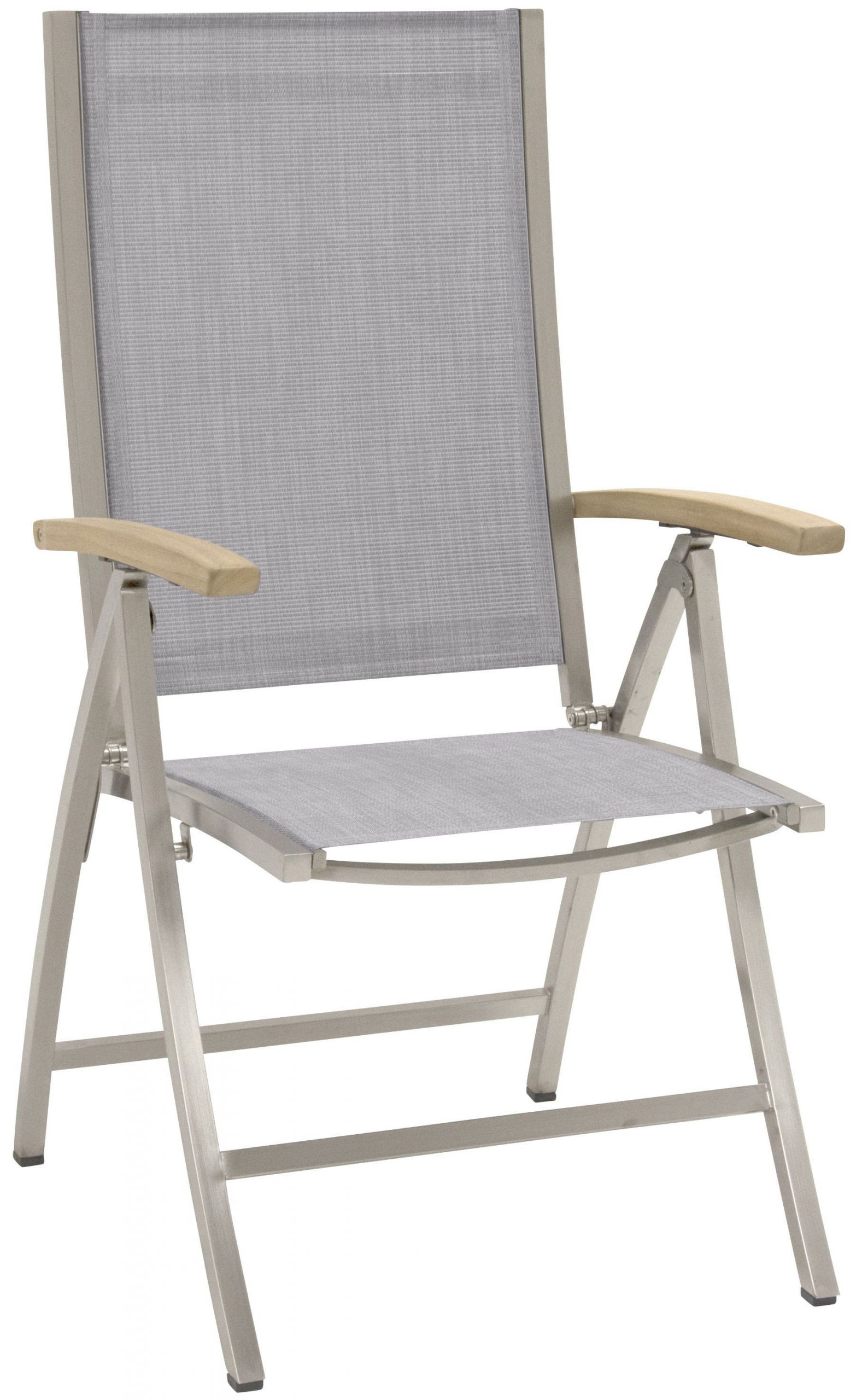 chaise de jardin avec dossier haut empilable en acier coloris gris cendre 39