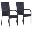 Salon De Jardin En Resine Tressee Charmant Vidaxl Vidaxl Chaises Empilables D Extérieur 2 Pcs Résine Tressée Noir