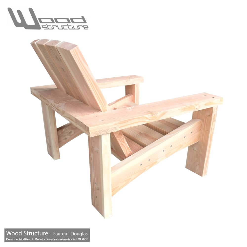 Fauteuil Douglas Salon de Jardin Bois Sapin Wood Structure