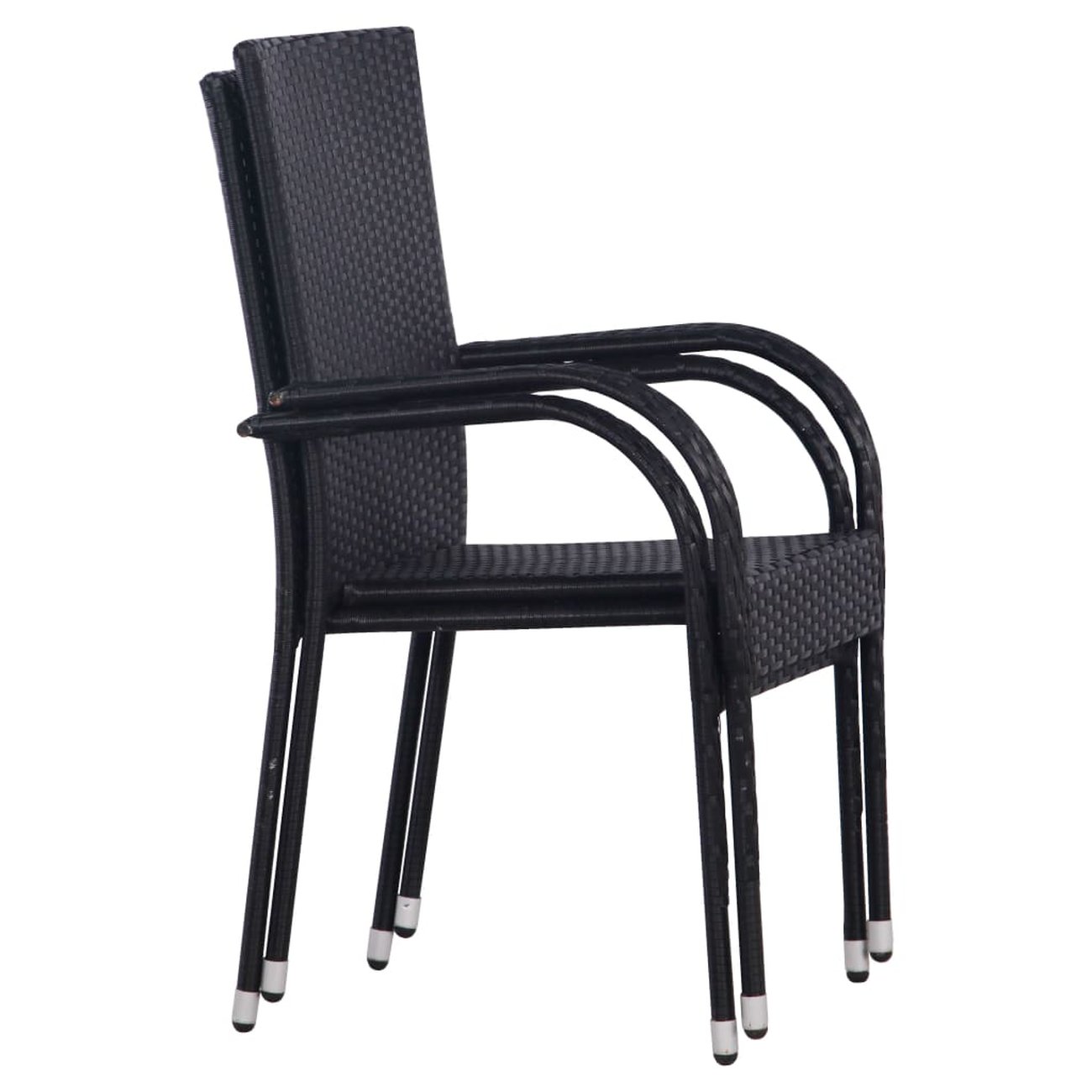 vidaxl chaises empilables dexterieur 2 pcs resine tressee noir 2 v2