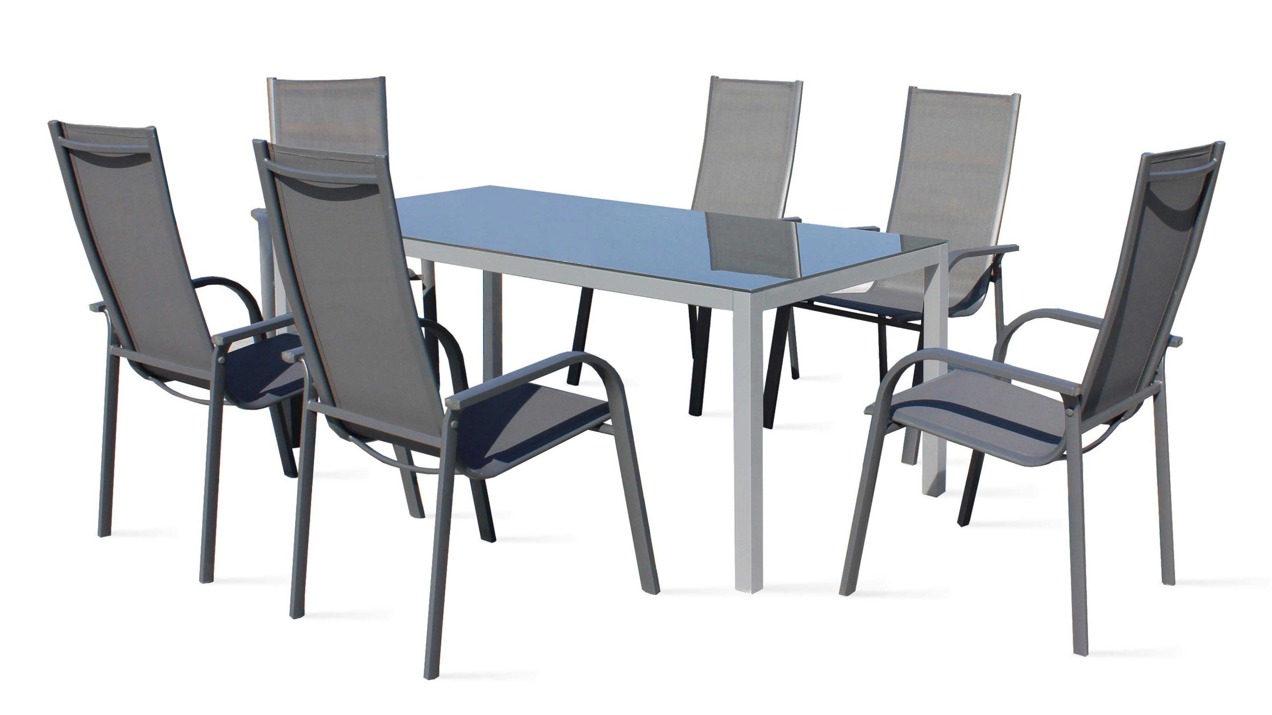 table de jardin 6 places en aluminium et textilene