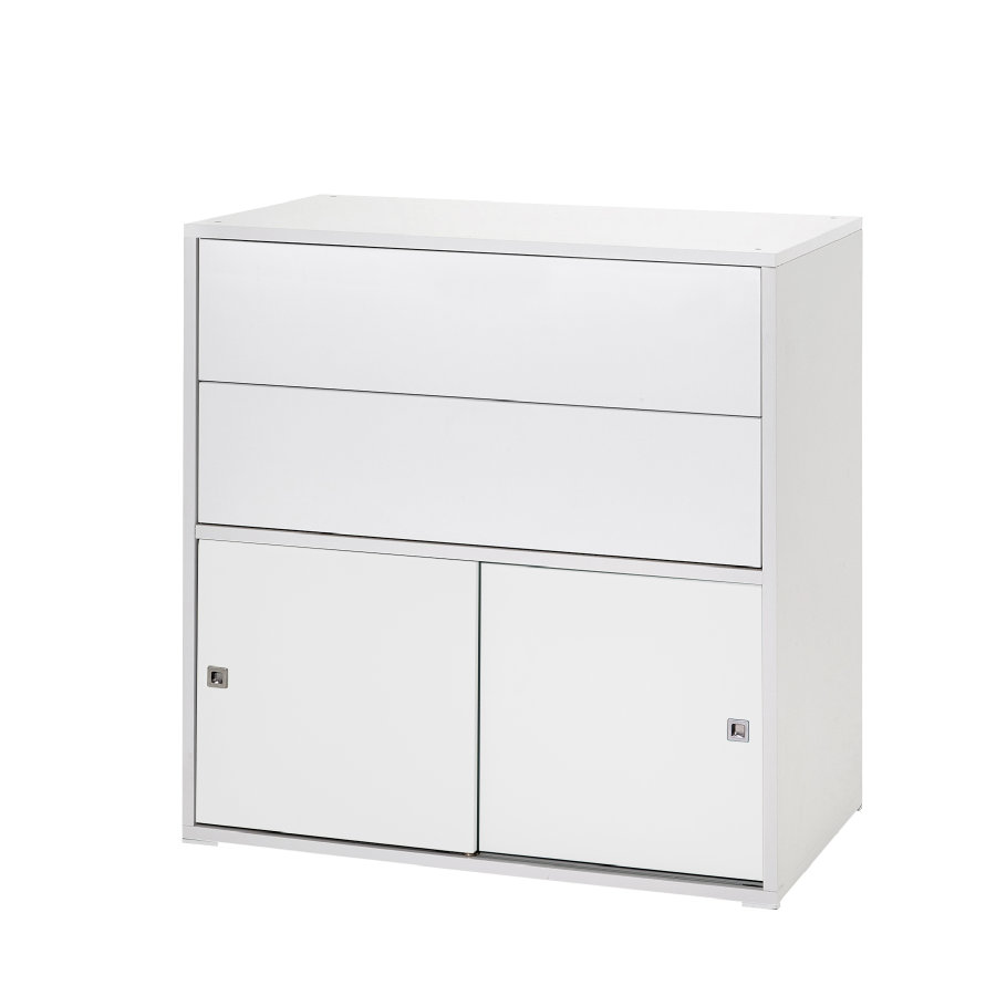 schardt mode 2 petites portes coulissantes 2 tiroirs clic blanc a