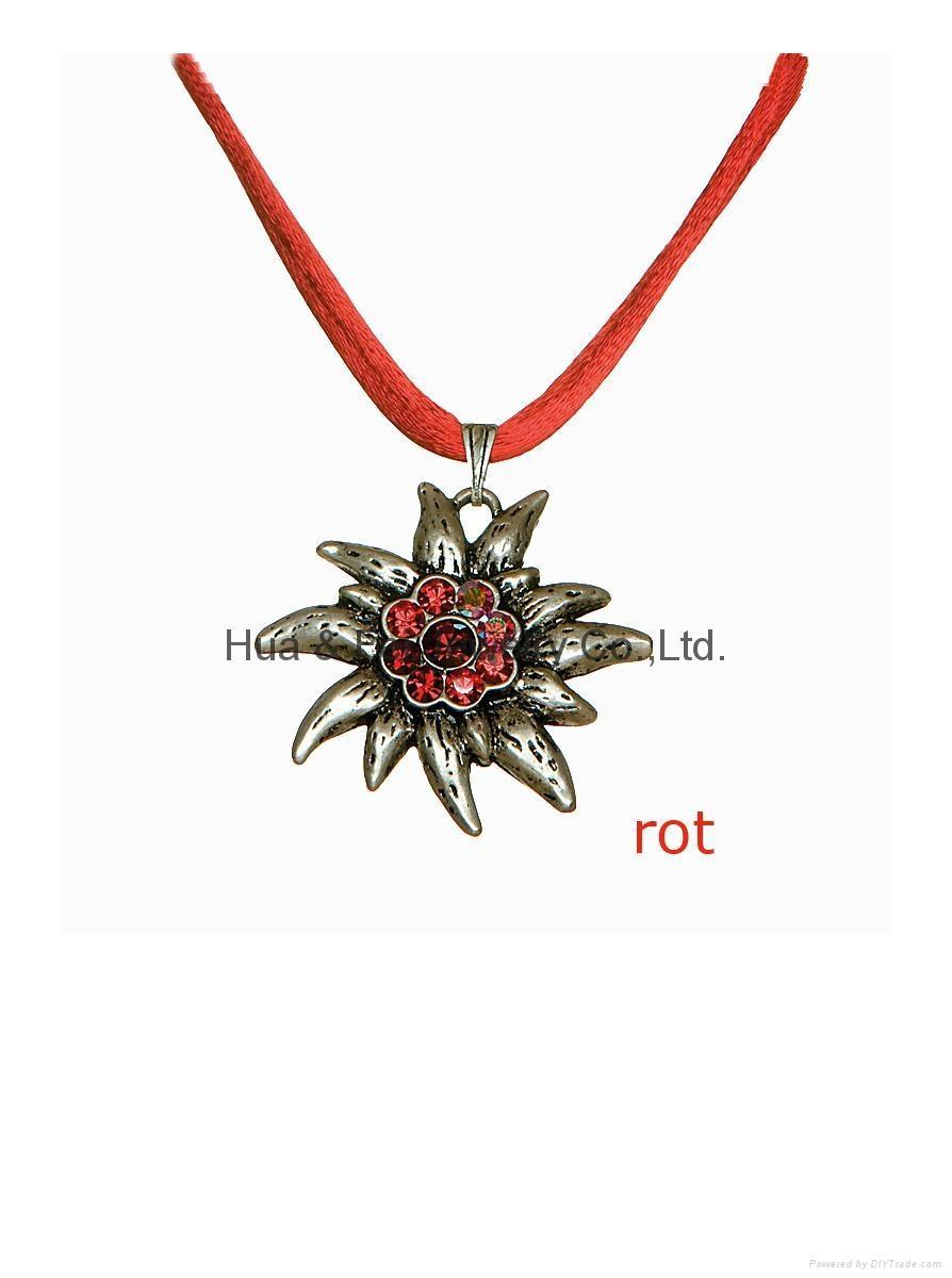 necklace german rot necklace dirndl edelweiss pendant crystal necklace
