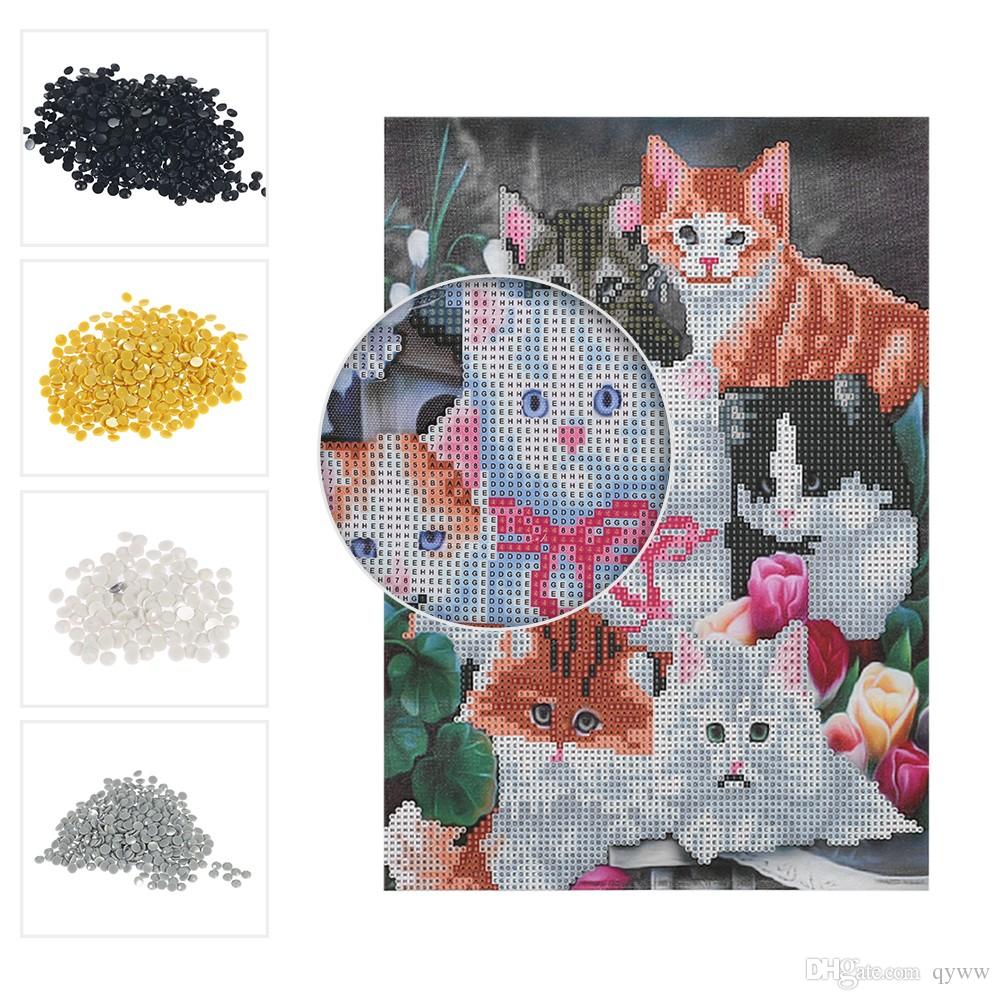 Salon En Resine Luxe Acheter 12 16 Pouces 30 40cm Diy 5d Diamant Kit De Peinture Chat Motif Animal Résine Strass Mosa¯que Broderie Point De Croix Artisanat Maison