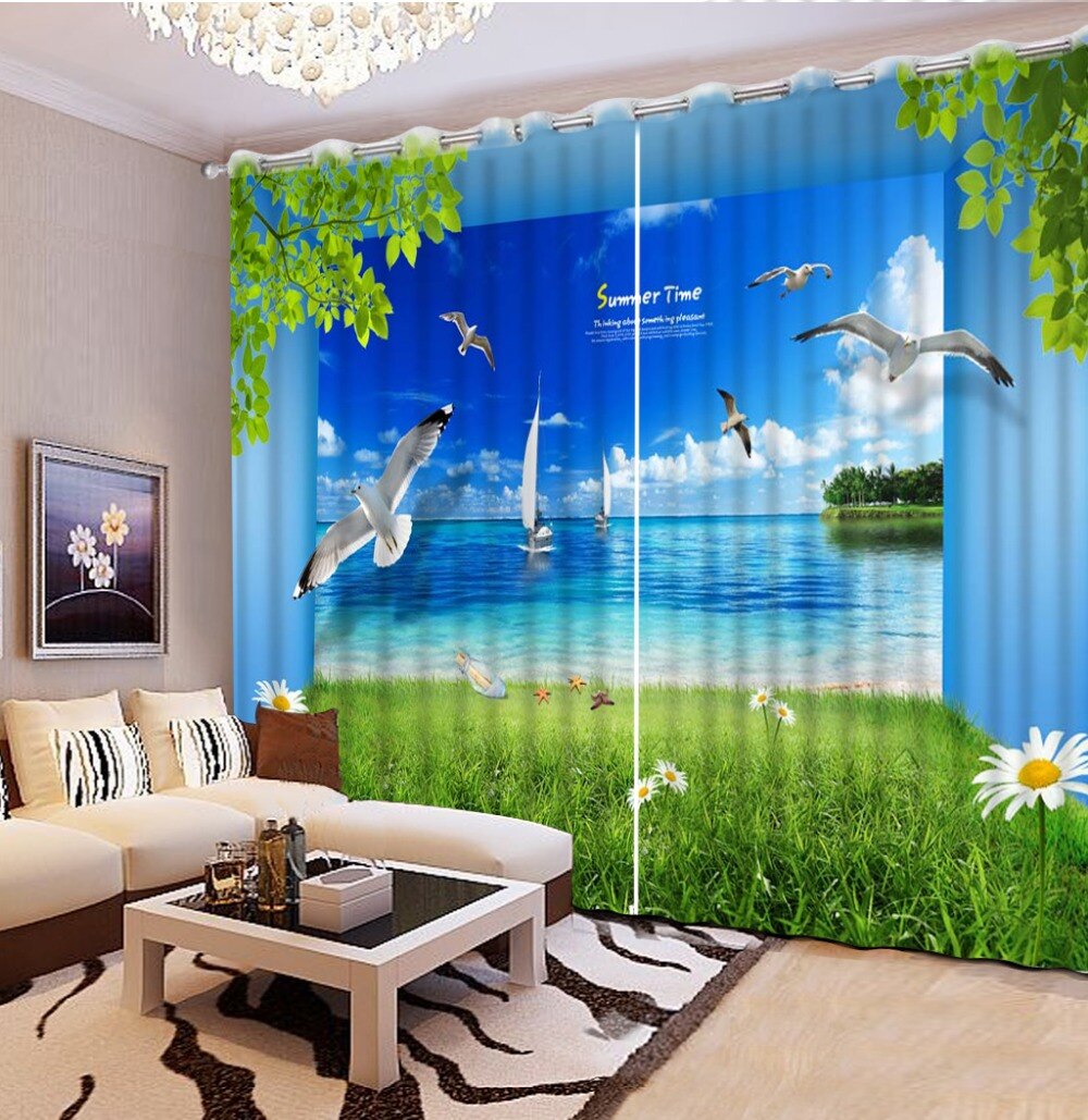 Personnalis 3d rideaux 3d fen tre rideaux Mouette pr vert rideaux pour salon articles pour la