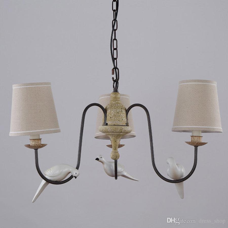 Salon Resine Élégant Acheter 3 Bras Lumi¨re Rétro Belle Lustre Escalier Salon Lampe En Résine Oiseaux Fer Blanc Tissu Abat Jour Luminaire E14 110 240 V De $100 51 Du