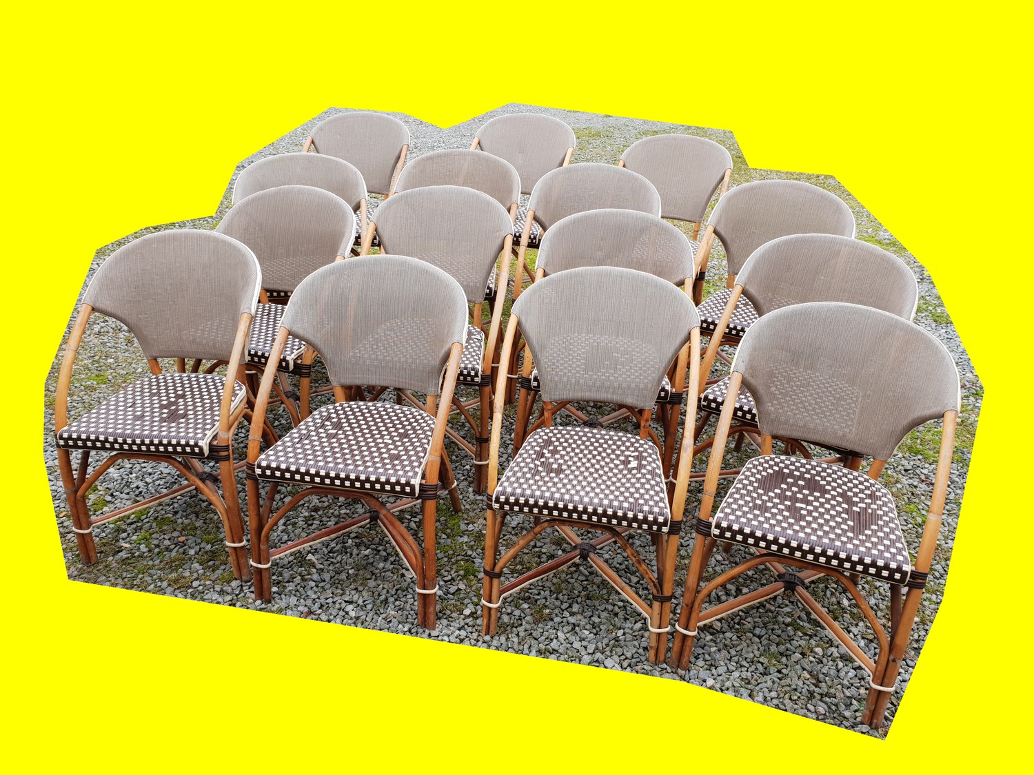 lot de 15 chaises de terrasse rotin exterieur interieur restaurant bistrot brasserie bar occasion