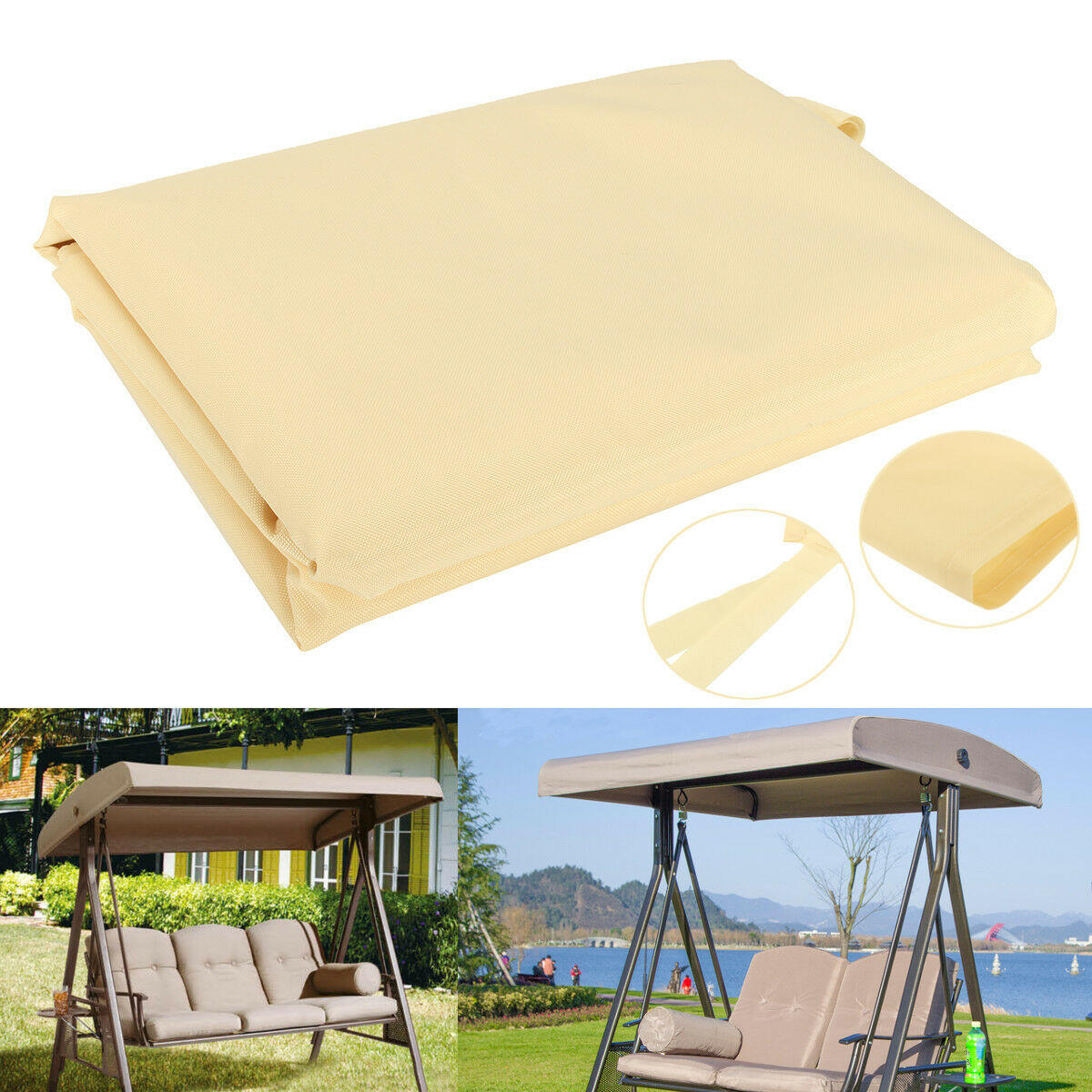 Siege Exterieur Nouveau Hamac Swing Couverture Supérieure Incurvée Couvercle De Remplacement De 200 Cm X 123 Cm Pour Jardin Extérieur