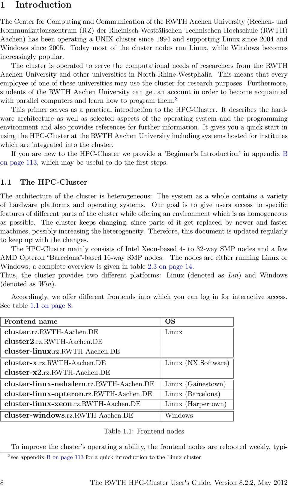 Table Alinea Extensible Nouveau the Rwth Hpc Cluster User S Guide Version Pdf Free Download