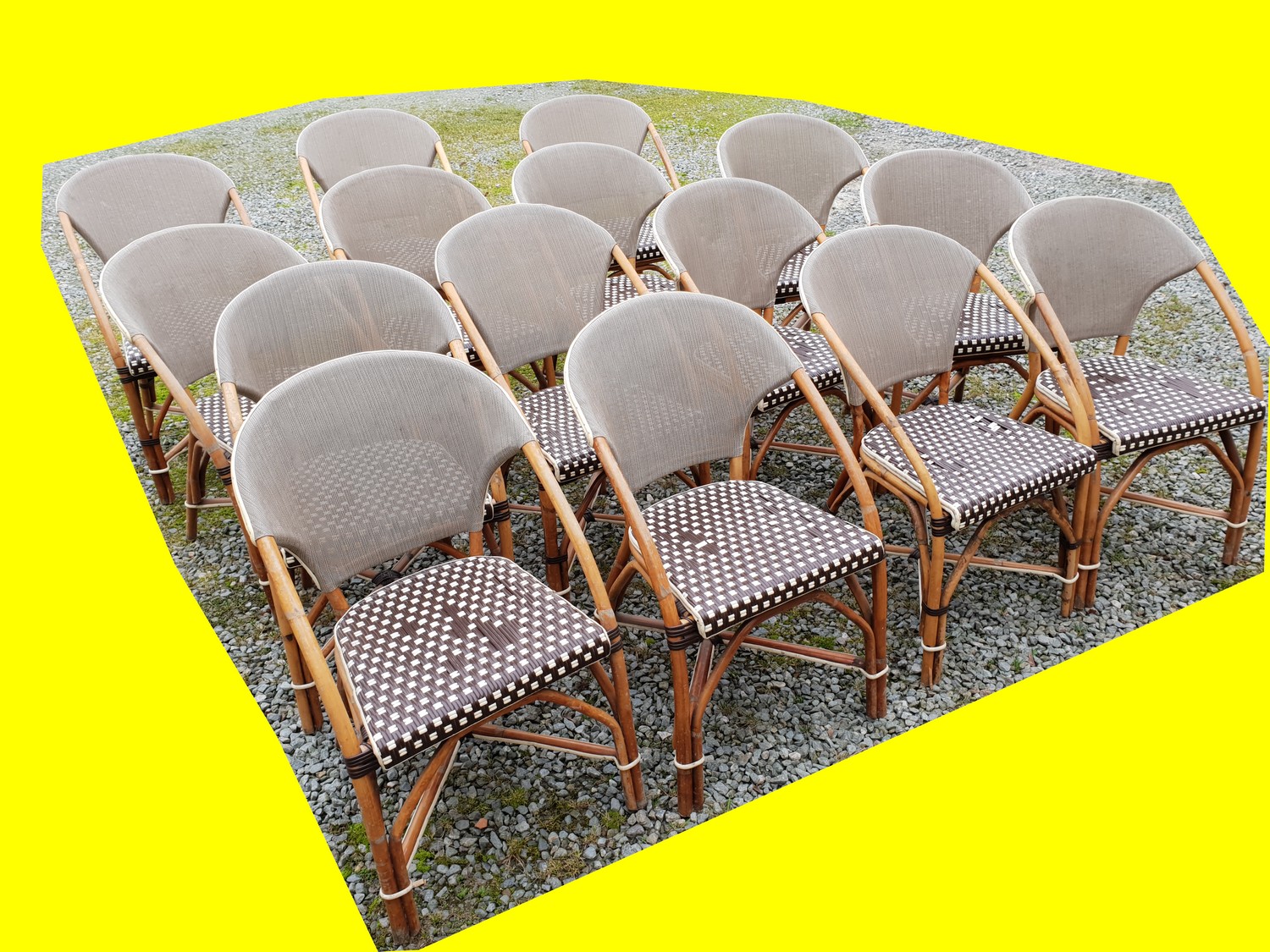 lot de 15 chaises de terrasse rotin exterieur interieur restaurant bistrot