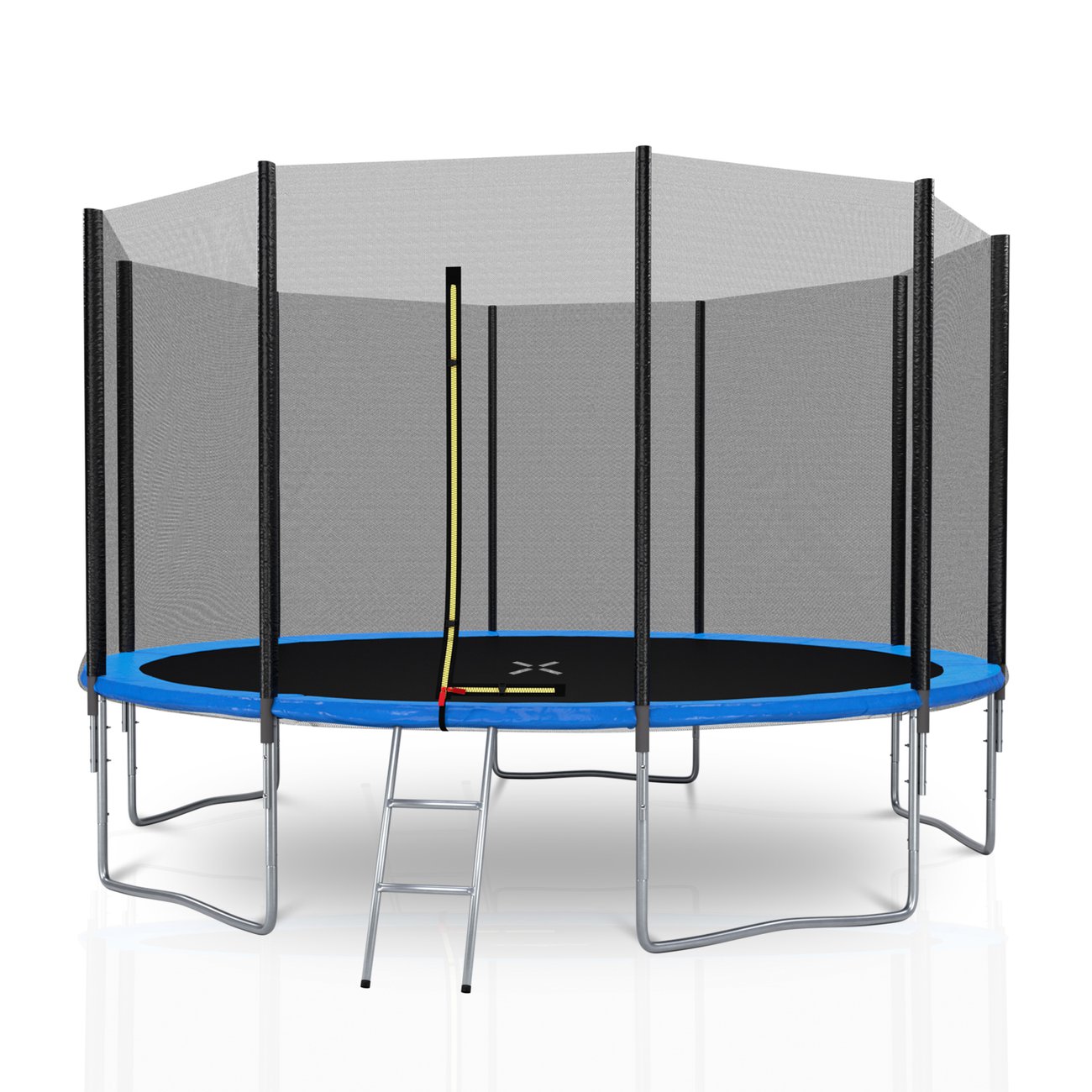 trampoline de jardin diametre 12ft 366 cm avec filet exterieur 10 perches couleur au choix bleu 1 v4